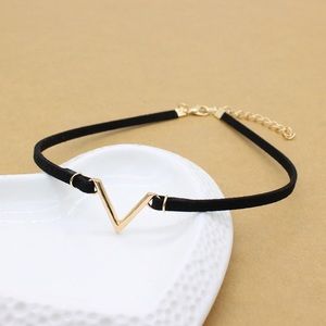 Black and Silver V Choker